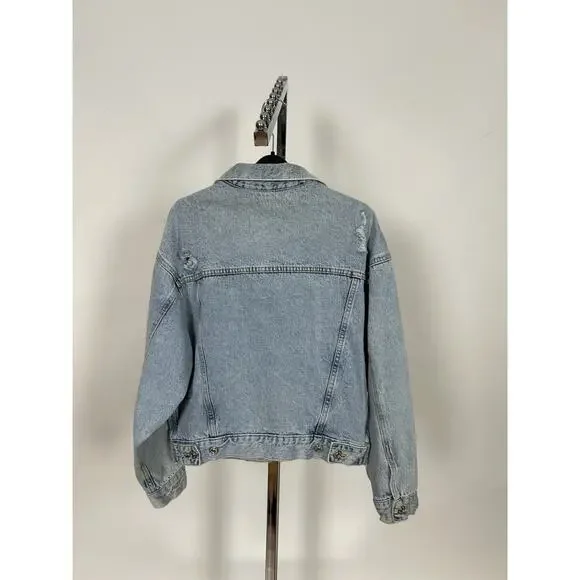 MNG Denim Trucker Jacket Oversized Size XS - Picture 3 of 4